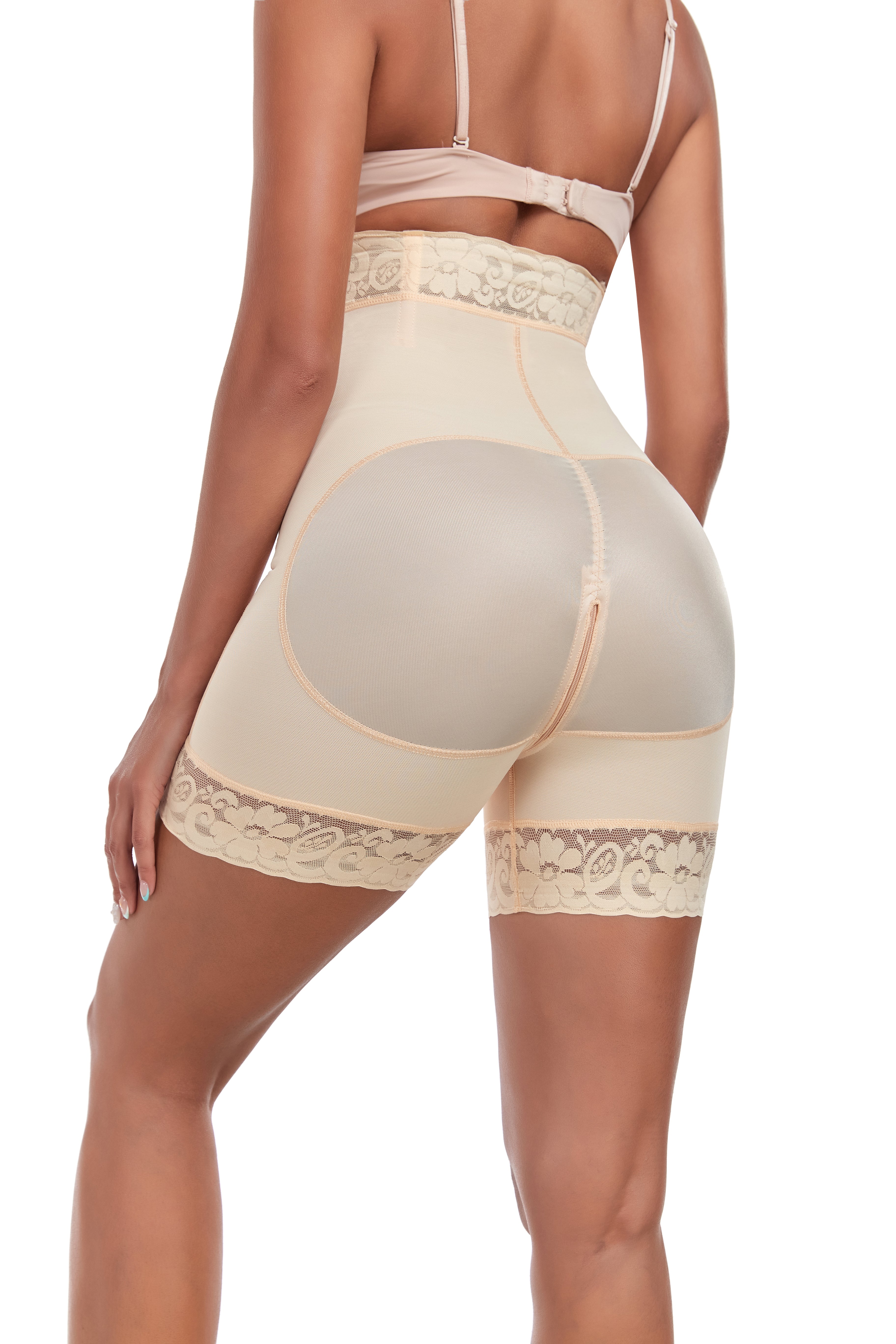 Lace-Trimmed High Waist Shapewear Shorts for Women | Tummy Control & Butt Lift Body Shaping Shorts