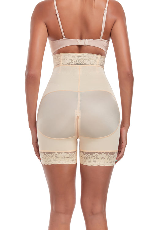 Lace-Trimmed High Waist Shapewear Shorts for Women | Tummy Control & Butt Lift Body Shaping Shorts