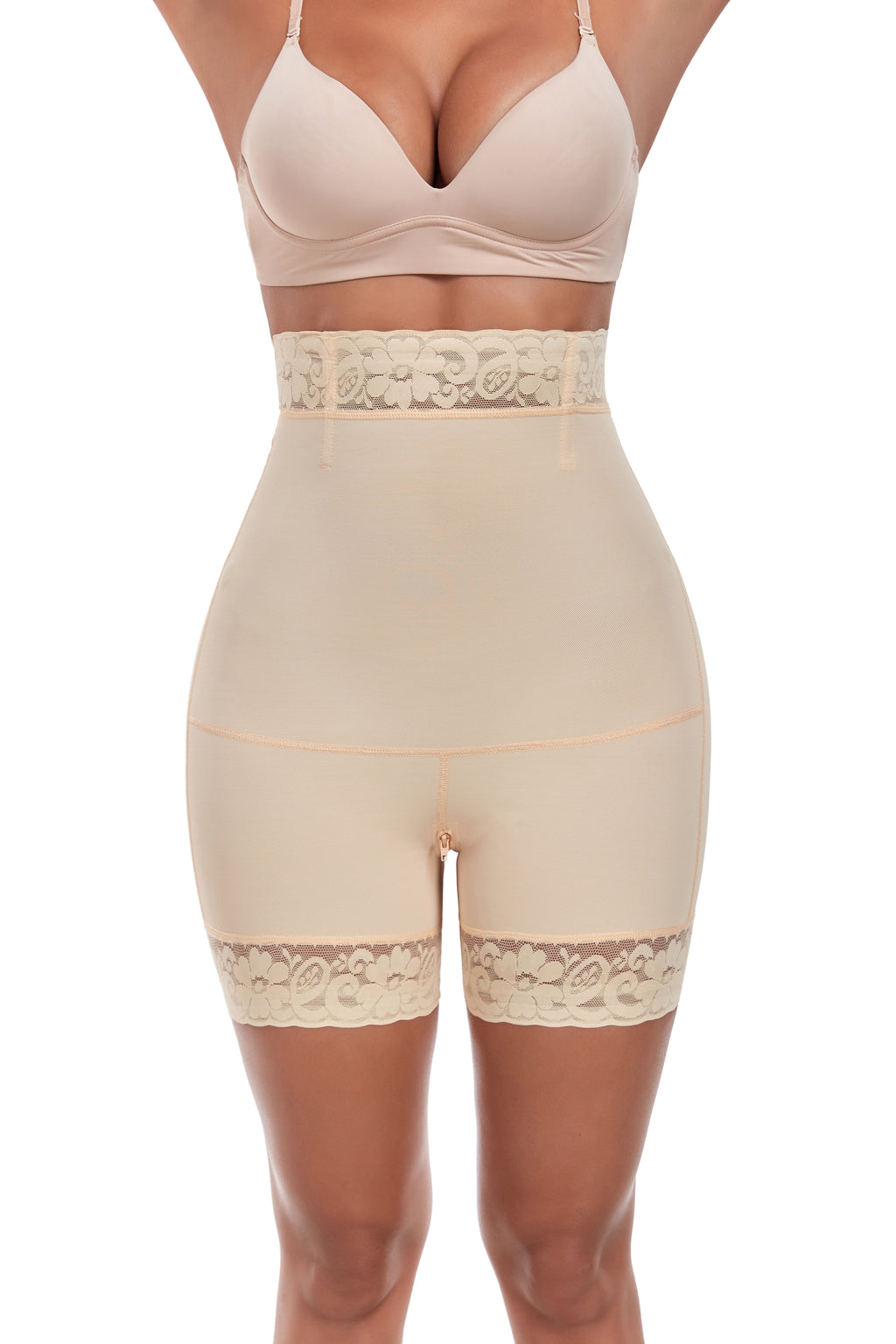 Lace-Trimmed High Waist Shapewear Shorts for Women | Tummy Control & Butt Lift Body Shaping Shorts