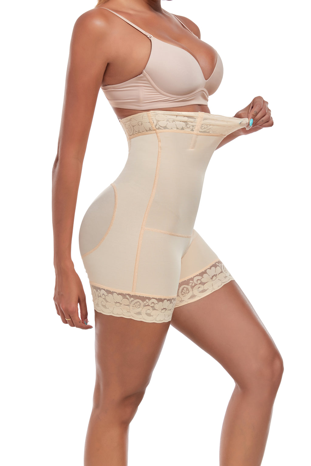 Lace-Trimmed High Waist Shapewear Shorts for Women | Tummy Control & Butt Lift Body Shaping Shorts
