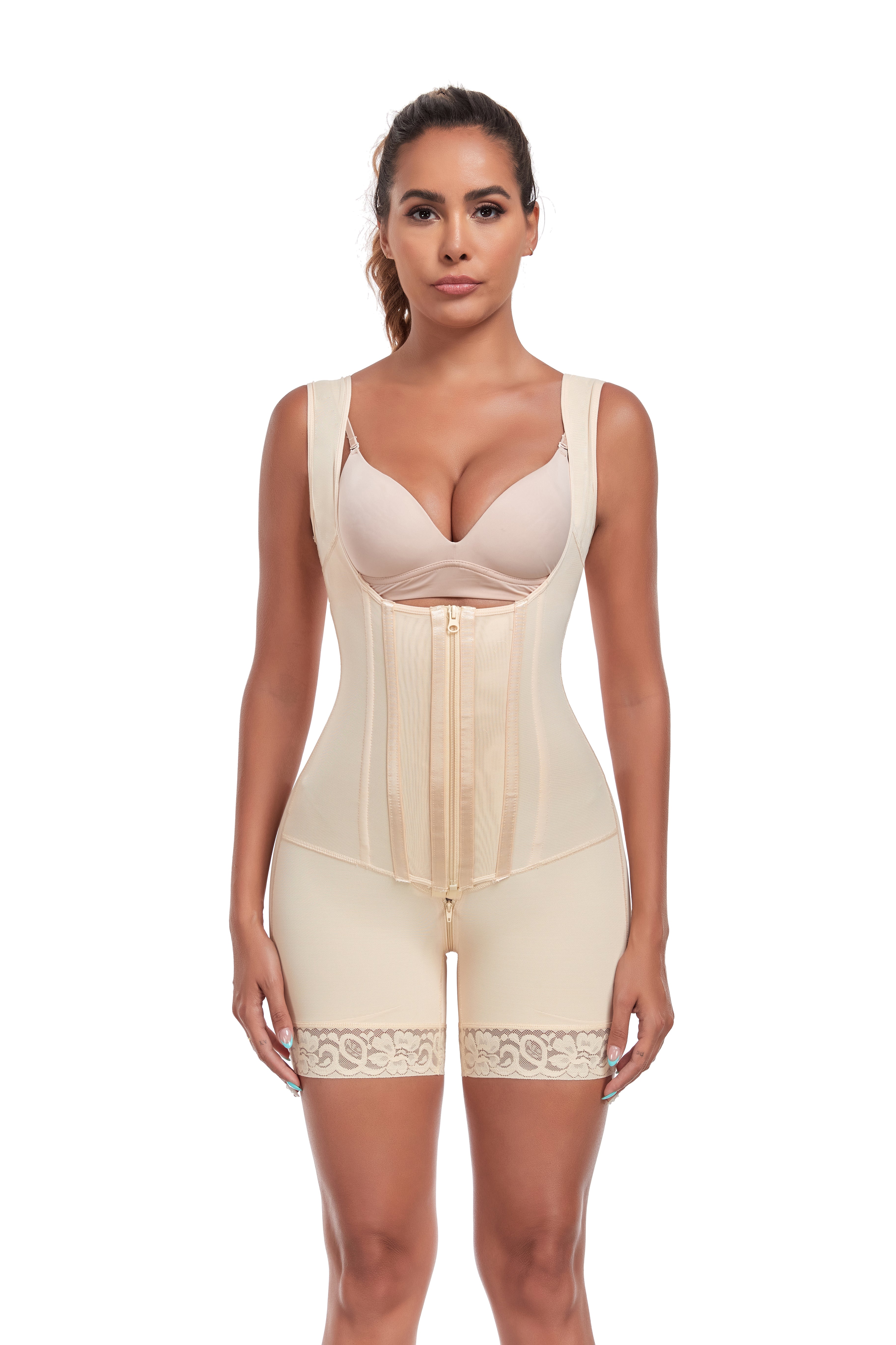 Women's zipper shaping bodysuit | Abdominal and hip tightening shaping with seamless fit design&nbsp
